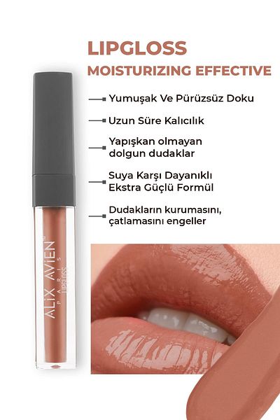Alix Avien Lipgloss 05 Soft Caramel - Moisturizing Lip Gloss That Lasts Long, No Sticky Feel
