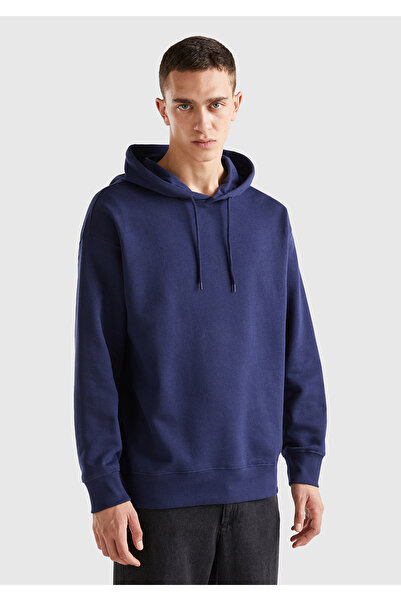 United Colors of Benetton Hanorac pentru bărbați, albastru marin, 100% bumbac, cu glugă tricou