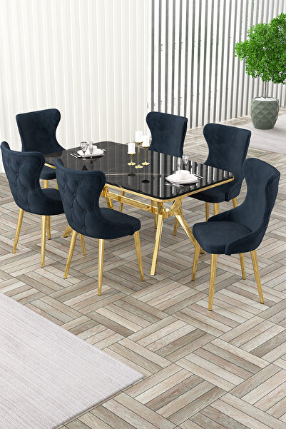 Canisa Esla Serisi 90x160 Lak Panel Sonata Gold Kaplama Ayaklı Masa Takımı ve...