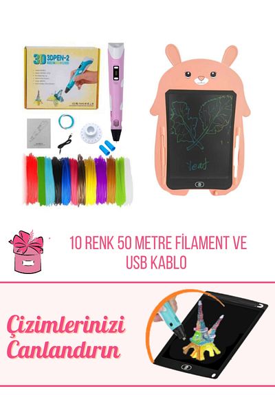 SolinpaTech 3D Pen Three Dimensional Printer Pen and Graphic Writing Tablet Pink (50 Meters Filament and USB Cable)