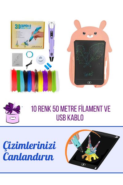 SolinpaTech 3D Pen 3D Pen Three Dimensional Printer Pen and Graphic Writing Tablet Purple (50 Meters Filament and USB Cable)