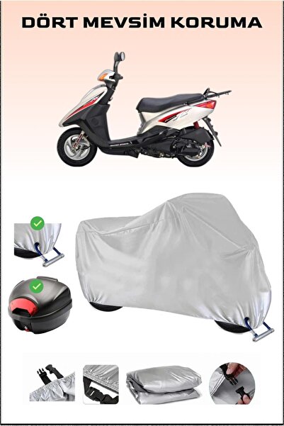 Breen Yamaha Cygnus RS - مشمع دراجة نارية رمادي، حقيبة خلفية وقفل متوافق، آمن