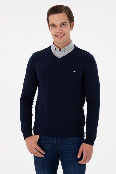 U.S. Polo Assn. سترة أساسية باللون الأزرق الداكن للرجال 50298283 -VR033