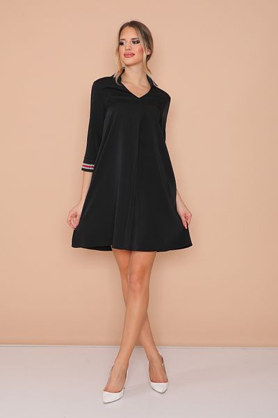 GAJA MÂNECĂ ȘI GÂTUL TRICOT DETALAT ROCHIE CU buzunare CU PLISĂ ÎN FAȚĂ GJ 5311201