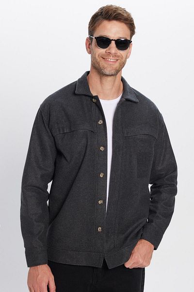 Tudors Men's Relax Fit Relax Cut Lumberjack Lapel Double Pocket Solid Winter Shirt