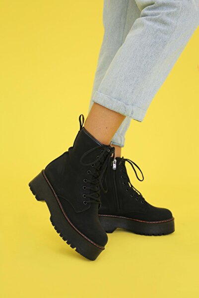 Genel Markalar Kaia Model 4 Cm Tabanlı Yeni Sezon Bot Postal Sıyah