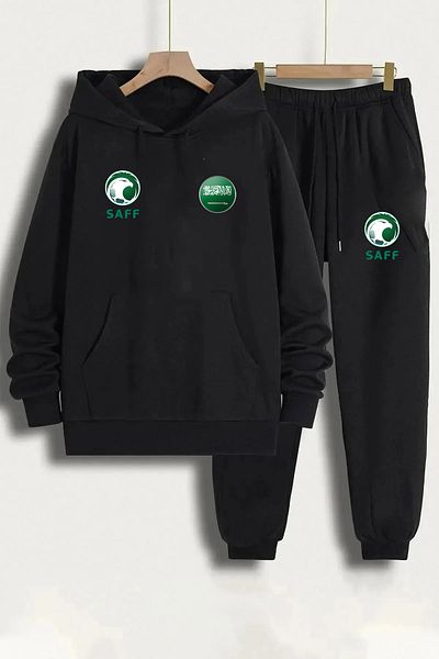 Pisa Art Saudi Arabia Football National Team Special Design Hooded Sweatshirt & Sweatpants 2-Piece Combination