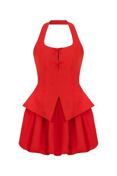 AQUELLA Allure Red Balloon Dress