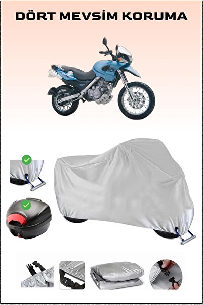Breen BMW F 650 - مشمع دراجة نارية رمادي، حقيبة خلفية وقفل متوافق، آمن