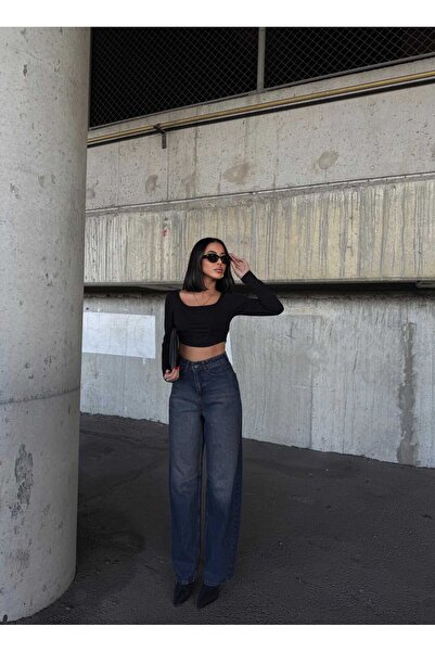 BESTFULL Yeni Sezon Baggy kadın pantolon ayarlanabilir  toka detaylı likrasız