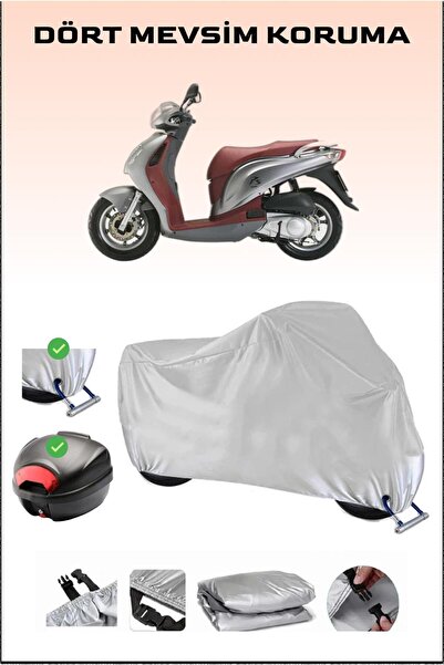 Breen Honda PS 150i مشمع دراجة نارية رمادي - حقيبة خلفية وقفل متوافق، آمن