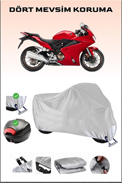 Breen Gray Motorcycle Tarpaulin for Honda Vfr 800 - Rear Bag and Lock Compati...