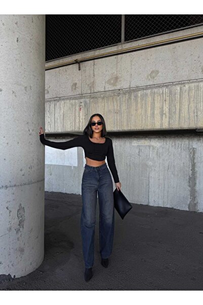 BESTFULL Yeni Sezon Baggy kadın pantolon ayarlanabilir  toka detaylı likrasız