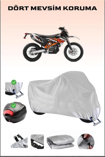 Breen KTM 690 Enduro R - مشمع دراجة نارية رمادي، حقيبة خلفية وقفل متوافق، آمن