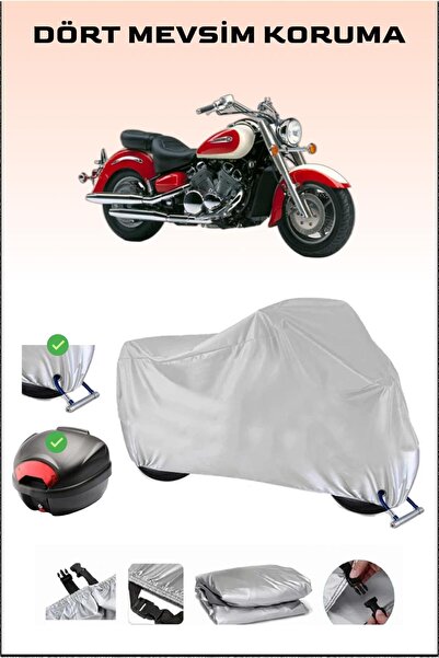 Breen Yamaha Royal Star XVZ 1300 - حقيبة خلفية رمادية وقماش آمن للدراجة النار...