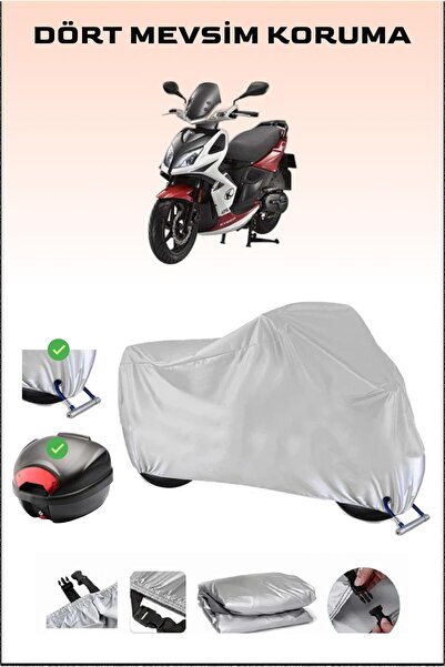 Breen مشمع دراجة نارية رمادي Kymco Super 8 125 - متوافق مع الحقيبة الخلفية وا...
