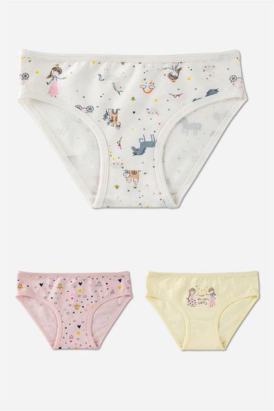 BAYKAR Lány pamut színes nyomott bikini bugyi 3 csomag 5654 színes