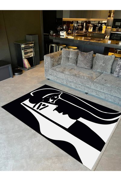 Rugs Modern Halı Barcelona Collection Black and White Abstract Patterned Mode...