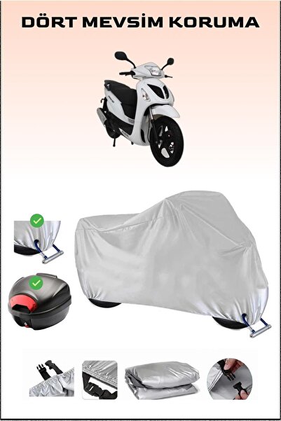 Breen Mondial 150 Go-max - مشمع دراجة نارية رمادي، حقيبة خلفية وقفل متوافق، آمن