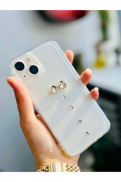 Go Aksesuar جراب سيليكون مرن بتصميم حجر الراين متوافق مع ألعاب iPhone 13 و14 ثلاثية الأبعاد
