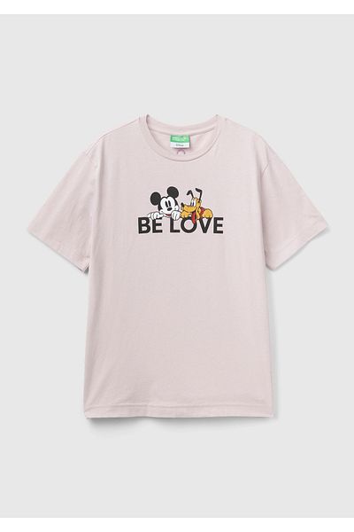 United Colors of Benetton Disney Printed Dusty Rose Unisex T-Shirt - 100% Koton