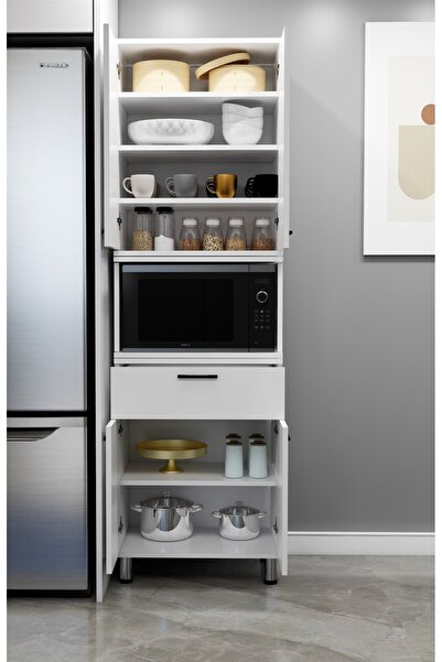 Kenyap Modüler Çok Amaçlı Mutfak Dolabı 4 Kapaklı ,1 Çekmeceli, Açık Modüllü