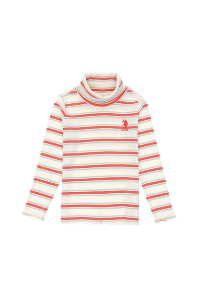 U.S. Polo Assn. Girl's Cream Turtleneck Sweatshirt 50296286 -Vr071