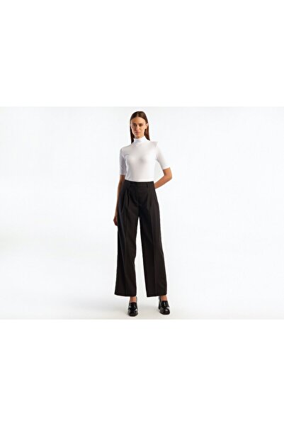 United Colors of Benetton Λευκό γυναικείο μπλουζάκι με ζιβάγκο - κοντό μανίκι