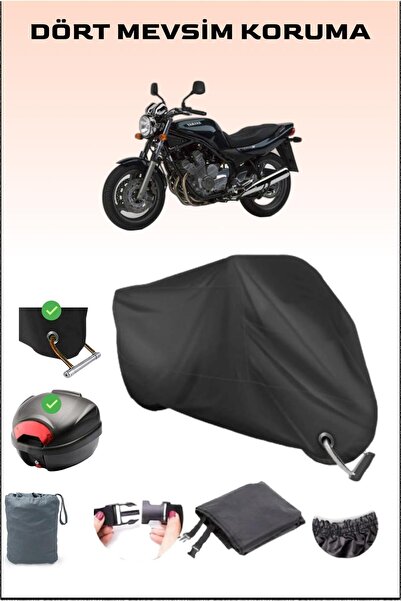 Breen Black Rear Bag and Lock Compatible Motorcycle Tarpaulin for Yamaha Xj 6...