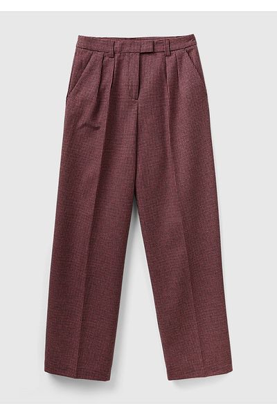 United Colors of Benetton Pink Mix Patterned Wide Leg Women's Trousers
