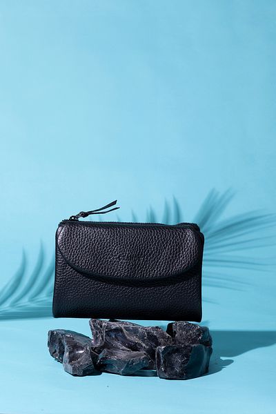 Grande 2813 Model Medium Size Black Genuine Leather Women's Wallet - Flother