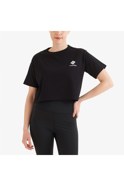 Columbia تي شيرت نسائي أسود قصير مؤطر من Csc Halftone