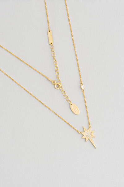 So CHIC... Işıldayan Bff 18 Ayar Sarı Altın Kaplama 49 Cm Gümüş Arkadaş Kolyesi