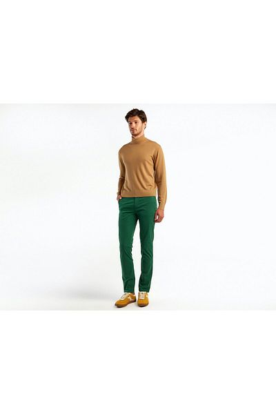 United Colors of Benetton Men's Dark Green Slim Fit Chino Trousers