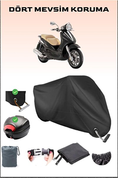 Breen حقيبة خلفية وقفل لدراجة نارية من القماش المشمع باللون الأسود لبياجيو بي...