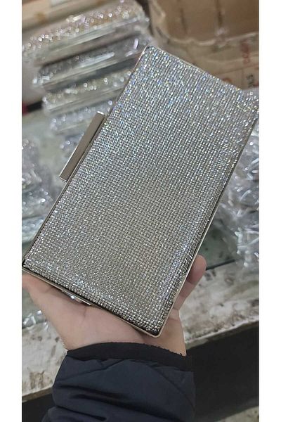lowell home geanta rochie de seara cutie argintie cu piatra de cristal
