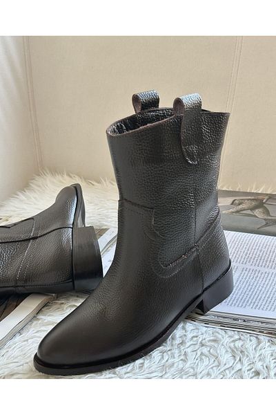 Zuum Γυναικείες καθημερινές μπότες Larina - 100% γνήσιο δέρμα, χρώμα καφέ