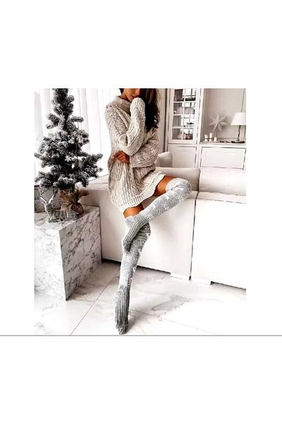 Touz Moda Коледни шарени чорапи над коляното