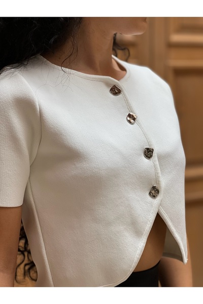 unique rain Women's Silver Buttoned Vest