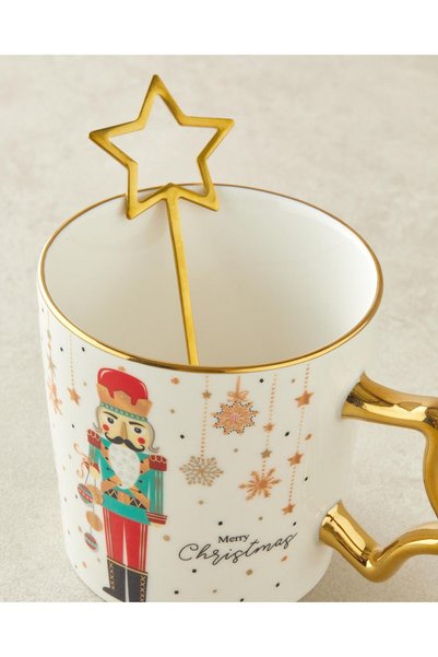 English Home Stary Soldier New Bone China Mug with Spoon 360 ml Red - Green