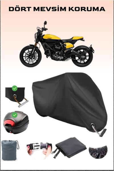 Breen Black Ducati Scrambler Rear Bag and Lock Compatible Motorcycle Tarpauli...
