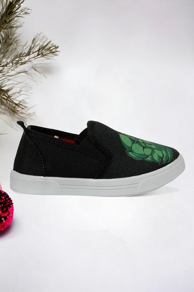Ponchiq Slip On pentru băiat negru cu model