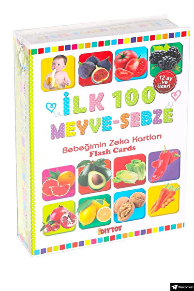 welcomein Bebeğim İçin İlk 100 Sebze Meyve Kelime Zeka Kartları Eğitici Yeni doğan Kartları