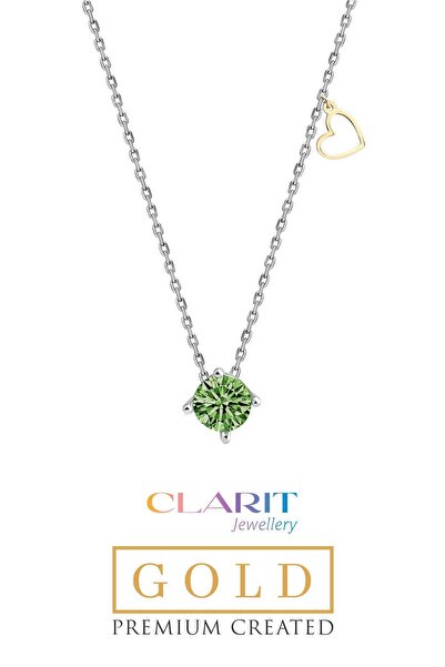 So CHIC... Created Tourmaline Taşlı Clarit Serisi 8 Ayar Beyaz Altın Kolye
