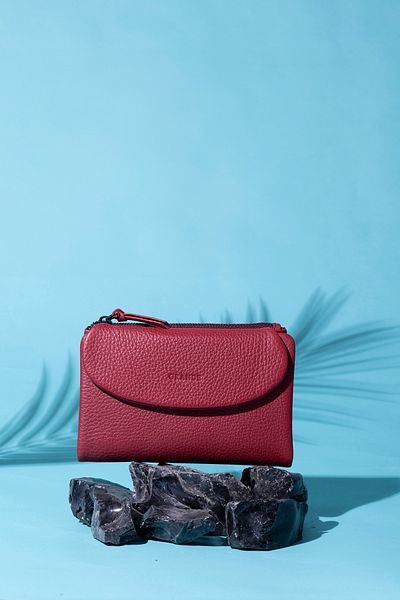 Grande 2813 Model Medium Size Genuine Leather Women's Wallet - Flother Claret Red