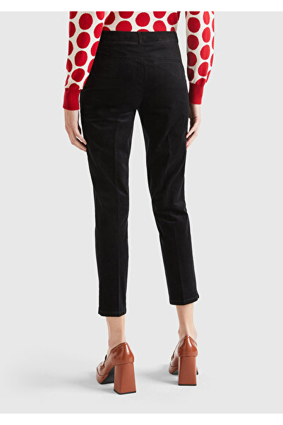 United Colors of Benetton Kadın Siyah Kadife Chino Pantolon