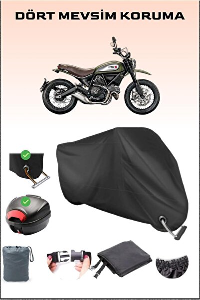 Breen Black Rear Bag and Lock Compatible Motorcycle Tarpaulin for Ducati Scra...