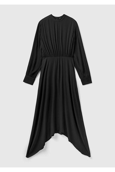 United Colors of Benetton Women's Black 100% Viscous Long Sleeve Backless Dress