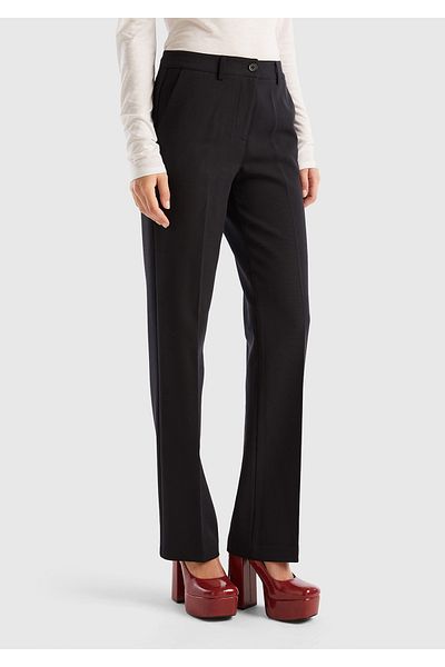United Colors of Benetton Pantaloni negri Polyviscose pentru damă - Regular Fit