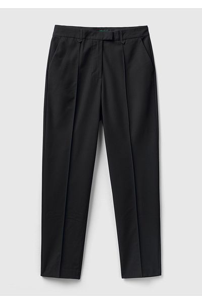 United Colors of Benetton Women's Black Viscous Blended Regular Fit Trousers
